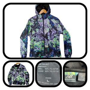 New Balance Womens Large Watercolor Splatter Water Resistant Jacket